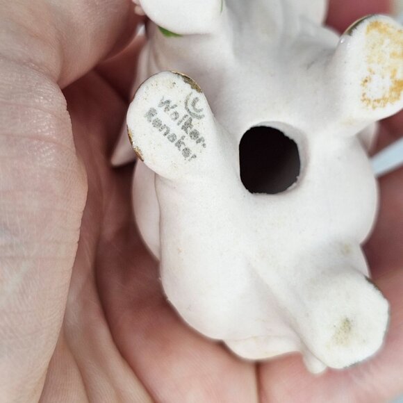 Vintage Walker Renaker Pink Bisque Elephant Figurine Gold Accents Flowers - Picture 8 of 13